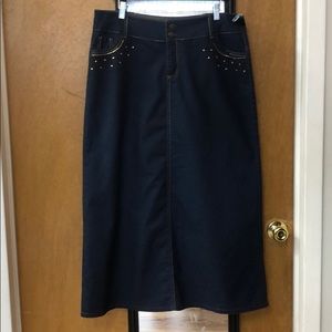Long cotton denim skirt